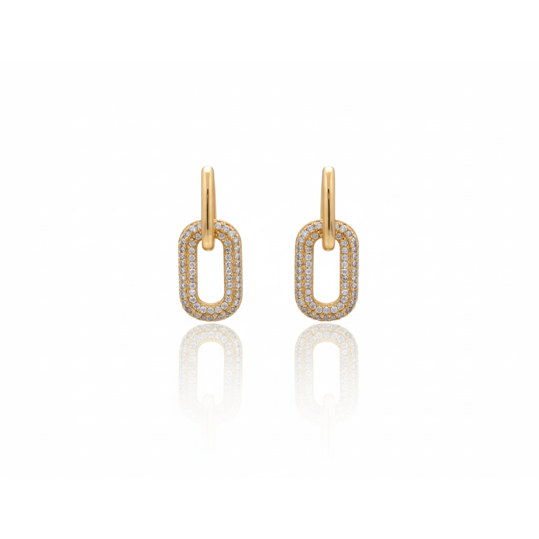 Brinco argola Click lisa com acessório com zircônias 